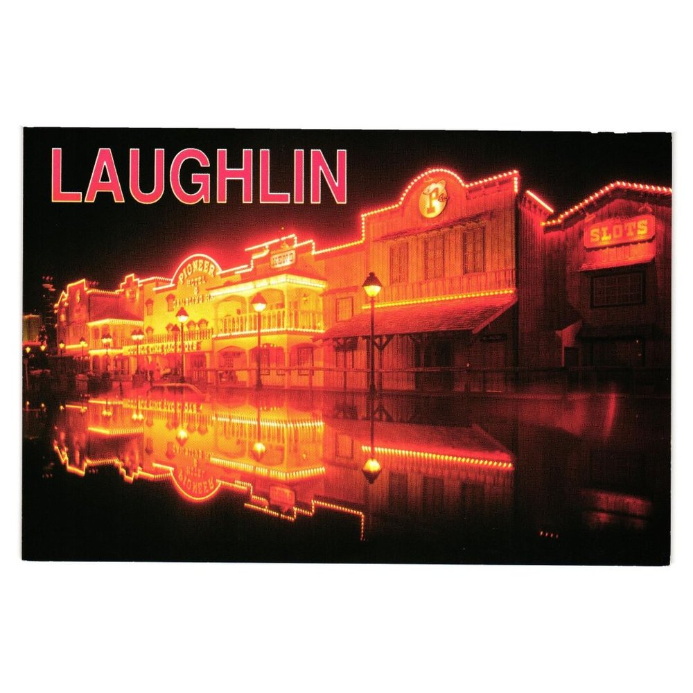 Vintage Postcard Laughlin Night Lights Pioneer Hotel Gambling Hall Nevada Casino